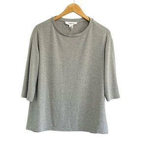 Workshop Republic Clothing Women Size S Casual Blouse Round Neck 3/4 Sleeve Grey